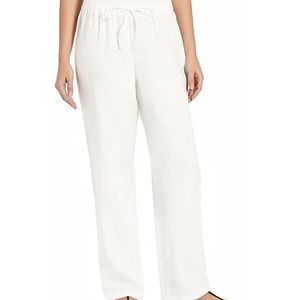 NWT Ellen Tracy Linen Drawstring Pull On Pants L